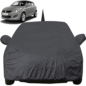 swift dustproof car cover with mirror amp antenna pockets grey color taffeta polystertriple stitched compatible with maruti swift car cover 2005 to 2017 car accessories