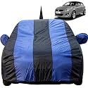 Swift Dustproof Car Cover with Mirror &amp; Antenna Pockets, Royal Blue Stripes, Taffeta Polyster,Triple Stitched, Compatible with Maruti Swift Car Cover (2005 to 2017), Car Accessories