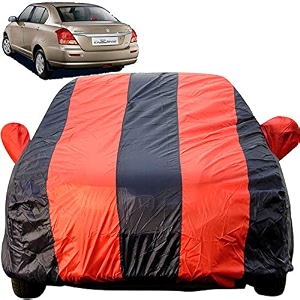 swift dzire dustproof car cover with mirror pockets red blue stripes taffeta polystertriple stitched compatible with maruti swift dzire car cover 2005 to 2011 car accessories
