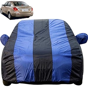 swift dzire dustproof car cover with mirror pockets royal blue stripes taffeta polystertriple stitched compatible with maruti swift dzire car cover 2005 to 2011 car accessories