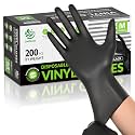 SWIFTLITE Black Vinyl Gloves, Food Grade Gloves Disposable Latex Free