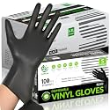SWIFTLITE Black Vinyl Gloves, Food Grade Gloves Disposable Latex Free