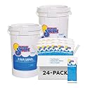 In The Swim Chlorine and Shock Bundle for Sanitizing Swimming Pools – Includes (2) 50 Pound Buckets of 3 Inch Stabilized Chlorine Tablets and 24 x 1 Pound Bags of 68% Cal-Hypo Pool Shock