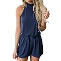 Swim Rompers for Women 2026 Spring Flowy Dressy Casual Tshirt Jumpsuits Beach Comfy Linen Athletic Overalls