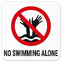 No Swimming Alone Vinyl Adhesive Pool Depth Marker,