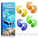 Swimming Ear Plugs for Adults Kids, 4 Pairs Silicone Earplugs Water Sports