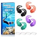 Swimming Ear Plugs for Adults Kids, 4 Pairs Silicone Earplugs Water Sports