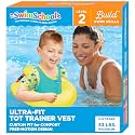 SwimSchool Swim Trainer Vest, Flex-Form Design, Padded Shoulders and Adjustable Safety Strap, Easy On & Off, Medium/Large, Up to 50 Lbs., Seafoam Blue