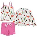 SwimZip Girls' 3-Piece Rash Guard Swimsuit Long Sleeve UPF 50+ Bathing Suit