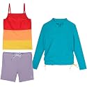 SwimZip Girls' 3-Piece Rash Guard Swimsuit Long Sleeve UPF 50+ Bathing Suit