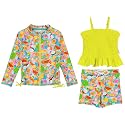SwimZip Girls' 3-Piece Rash Guard Swimsuit Long Sleeve UPF 50+ Bathing Suit