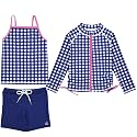 SwimZip Girls' 3-Piece Rash Guard Swimsuit Long Sleeve UPF 50+ Bathing Suit