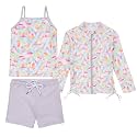 SwimZip Girls' 3-Piece Rash Guard Swimsuit Long Sleeve UPF 50+ Bathing Suit