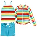 SwimZip Girls' 3-Piece Rash Guard Swimsuit Long Sleeve UPF 50+ Bathing Suit