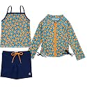 SwimZip Girls' 3-Piece Rash Guard Swimsuit Long Sleeve UPF 50+ Bathing Suit