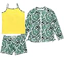 SwimZip Girls' 3-Piece Rash Guard Swimsuit Long Sleeve UPF 50+ Bathing Suit
