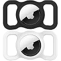 SWINCHO Air Tag Dog Collar Holder,Air Tags-2 Pack Holder For Apple Air Tag, Strong Soft Silicone Protective GPS Tracker Case Accessories (Black&amp;White)