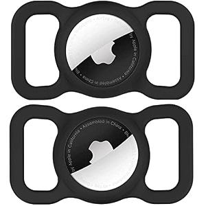 swincho airtag case compatible with apple airtag 2 pack pet airtag cover dog collar anti-lost holder - black