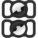 Swincho AirTag Case Compatible with Apple AirTag, 2 Pack: Pet AirTag Cover, Dog Collar Anti-Lost Holder - Black