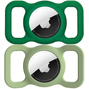 for airtag 1st amp 2nd generation holder2 pack waterproof high-strength elastic silicone airtag dog collar holder mint greenampblack