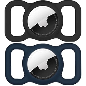 swincho airtag dog collar holder2 pack for apple airtags anti-lost air tag holder case compatible with cat dog collars midnight blueampblack