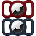 SWINCHO for AirTag Dog Collar Holder [2 Pack] Waterproof High-Strength Elastic Silicone Dog Cat Air Tag Holder (WineRed&amp;Midnight Blue)