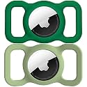 for AirTag 1st &amp; 2nd Generation Holder[2 Pack] Waterproof High-Strength Elastic Silicone AirTag Dog Collar Holder (Mint Green&amp;Black)