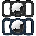 SWINCHO Airtag Dog Collar Holder(2 Pack) For Apple Airtags Anti-Lost Air Tag Holder Case Compatible With Cat Dog Collars (Midnight Blue&amp;Black)