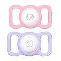 for AirTag 1st &amp; 2nd Generation Holder[2 Pack] Waterproof High-Strength Elastic Silicone AirTag Dog Collar Holder (Mint Green&amp;Black)