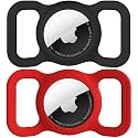 for AirTag 1st &amp; 2nd Generation Holder[2 Pack] Waterproof High-Strength Elastic Silicone AirTag Dog Collar Holder (Mint Green&amp;Black)