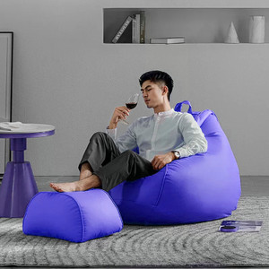 swiner xxxl 3xl bean bag with footrest  cushion ready to use with beans royal blue-3xl bean bag footstool  with bean filling blue