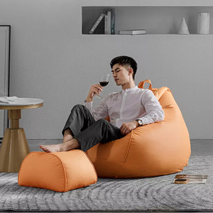 swiner xxxl 3xl bean bag with footrest  cushion ready to use with beans orange-3xl bean bag footstool  with bean filling orange