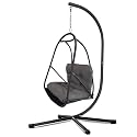 Swing Egg Chair with Stand Indoor Outdoor Wicker Rattan Rattan+Metal Black, Dark Brown Sturdy Frame Indoor/Outdoor Use for Family Fun