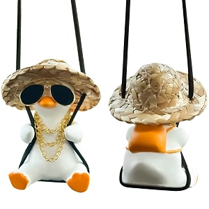 swinging duck car hanging ornament cute swinging duck rear view mirror hanging decoration car pendant duck for car interior accessories auto decoration ornament accessories room decoration gifts