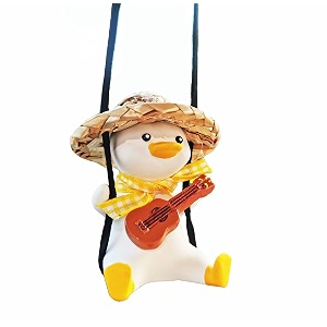 swinging duck car hanging ornament cute car decor rear view mirror accessories car mirror hanging accessories car pendant interior car accessories for women car charm car mirror accessoriesguitar