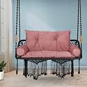 Swingzy Large Premium Double Seater Swing with Sofa Cushion/Hammock Chair for Indoor &amp; Outdoor/Hanging Hammock Swing Chair for 2 People/Jhula for Adults with Hanging KIT (Black with Pink Cushion)