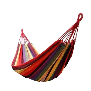swingzy make in india hammock hanging rope swing-comfort durable yard striped foldable hanging swinghanging bed for camping amp outdoor activities indoor backyards single person 197 cm x 80 cm red
