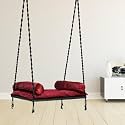 Swingzy Make in India Hammock Hanging Rope Swing-Comfort Durable Yard Striped Foldable Hanging Swing/Hanging Bed for Camping & Outdoor Activities, Indoor Backyards Single Person (197 cm x 80 cm, Red)