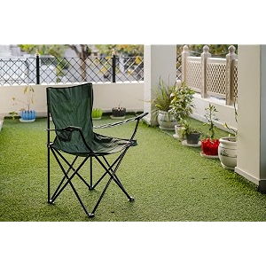 swingzy ultralight quad camping chair - portable folding for fishing beach picnic outdoor - foldable hiking with cup holder - space saving and lightweight green