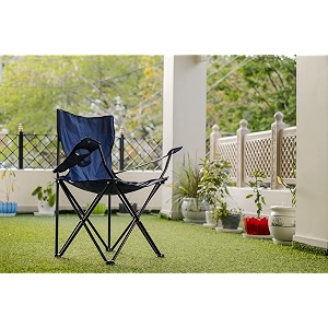 swingzy ultralight quad camping chair - portable folding for fishing beach picnic outdoor - foldable hiking with cup holder - space saving and lightweight blue