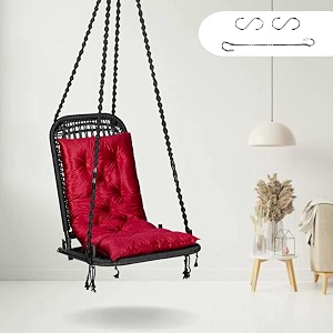 swingzy uncle single seater swing chairhanging hammock chair for home indoor outdoor patio balcony gardenjhula for adultsfree accessories - black