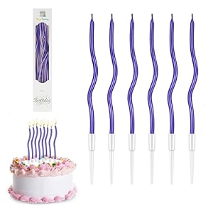 swirl design birthday spiral matellic cake candles for decoration fancy twisted wax candles for kids amp adults long burning anniversay pack of 6 blue