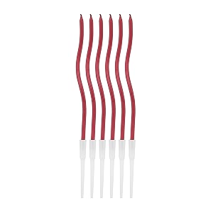 swirl design birthday spiral matellic cake candles for decoration fancy twisted wax candles for kids amp adults long burning anniversay pack of 6 red