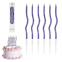 Swirl Design Birthday Spiral Matellic Cake Candles for Decoration, Fancy Twisted Wax Candles for Kids &amp; Adults Long Burning Anniversay (Pack of 6) (Blue)