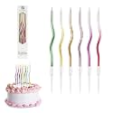 Swirl Design Birthday Spiral Matellic Cake Candles for Decoration, Fancy Twisted Wax Candles for Kids &amp; Adults Long Burning Anniversay (Pack of 6) (Mix)