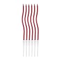 Swirl Design Birthday Spiral Matellic Cake Candles for Decoration, Fancy Twisted Wax Candles for Kids & Adults Long Burning Anniversay (Pack of 6) (RED)