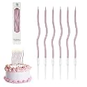 Swirl Design Birthday Spiral Matellic Cake Candles for Decoration, Fancy Twisted Wax Candles for Kids &amp; Adults Long Burning Anniversay (Pack of 6) (Pink)