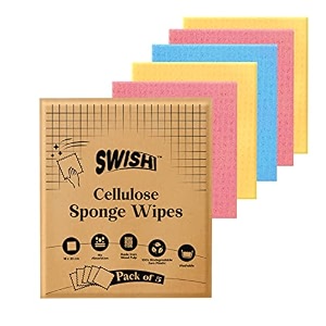 swish natural cellulose based sponge wipe - pack of 3  100 bio-degradable durable amp lint-free reusable and washable  kitchenmicrowavereferigeratorand home cleaning  13x absorption