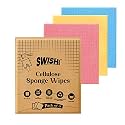 Swish Natural Cellulose Based Sponge Wipe - Pack of 3 | 100% Bio-degradable, Durable & Lint-Free, Reusable and Washable | Kitchen/Microwave/Referigerator/and Home Cleaning | 13X Absorption