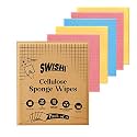 Swish Natural Cellulose Based Sponge Wipe - Pack of 3 | 100% Bio-degradable, Durable &amp; Lint-Free, Reusable and Washable | Kitchen/Microwave/Referigerator/and Home Cleaning | 13X Absorption